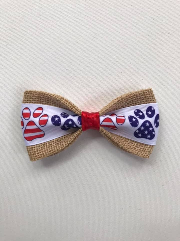 Patriotic Paw Print Bow Tie