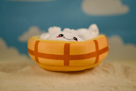 Dim sum steamer basket dog puzzle toy with crinkle paper and multiple squeakers for enrichment play | Jouet puzzle panier vapeur dim sum pour chien avec papier froissé et multiples couineurs pour jeu d'enrichissement