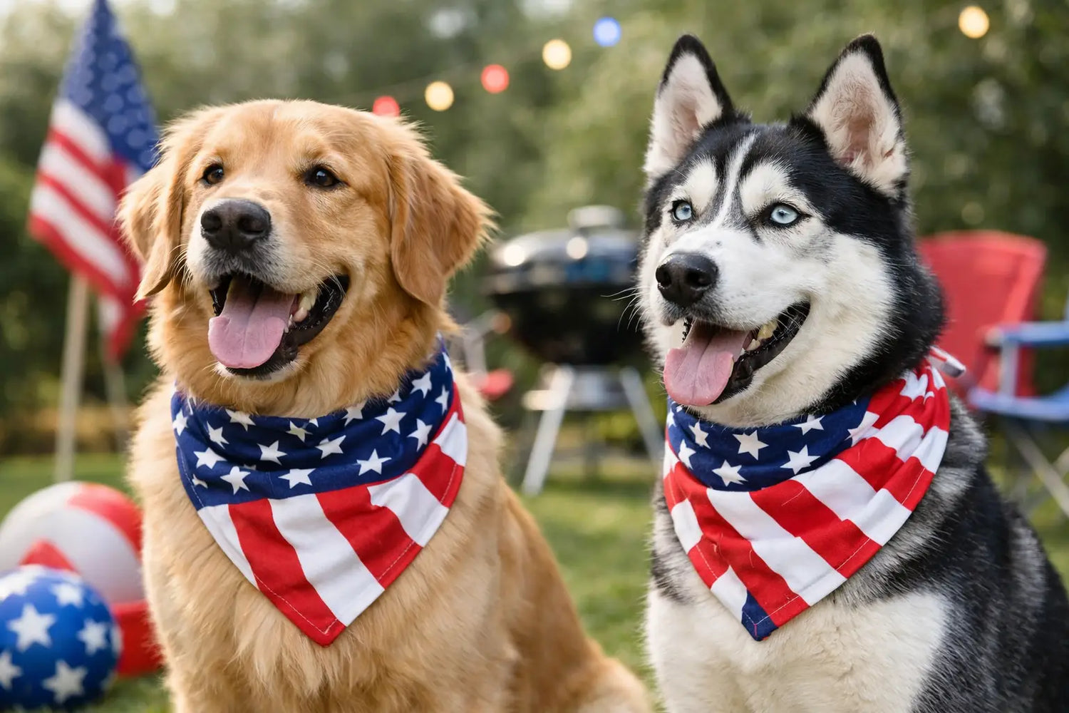 Patriotic dog bandanas for a summer safe and fun