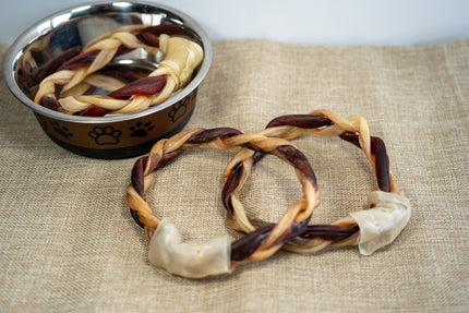 All-natural braided collagen chew for dogs.
