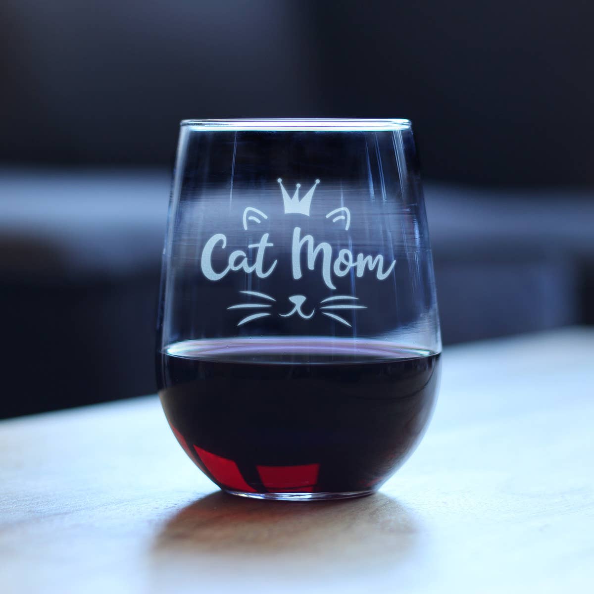Engraved Stemless Wine Glass for Cat Moms  Furry Garden Co