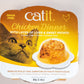 Vue de face de la nourriture humide pour chats Catit Chicken Dinner avec une couche de saveur de foie et patate douce.