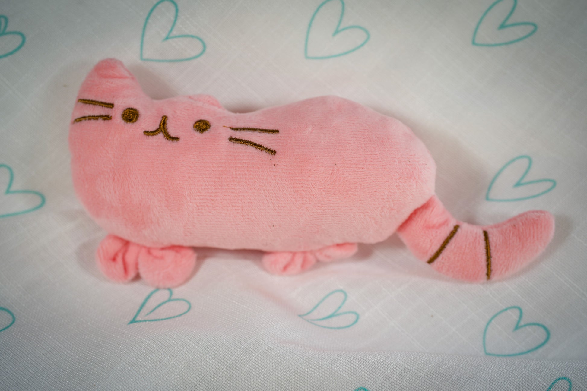 Pink plush toy filled with natural catnip for cats. | Peluche rose pour chat remplie d'herbe à chat naturelle.