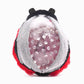 Dog toy resembling a ladybug with clear spiky ball inside on a white background.