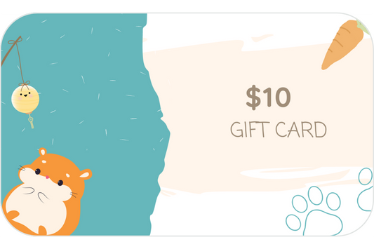 Furry Garden Co pet supplies $10 gift card. | Carte-cadeaux 10$ de Furry Garden Co, fournitures et accessoires pour animaux.
