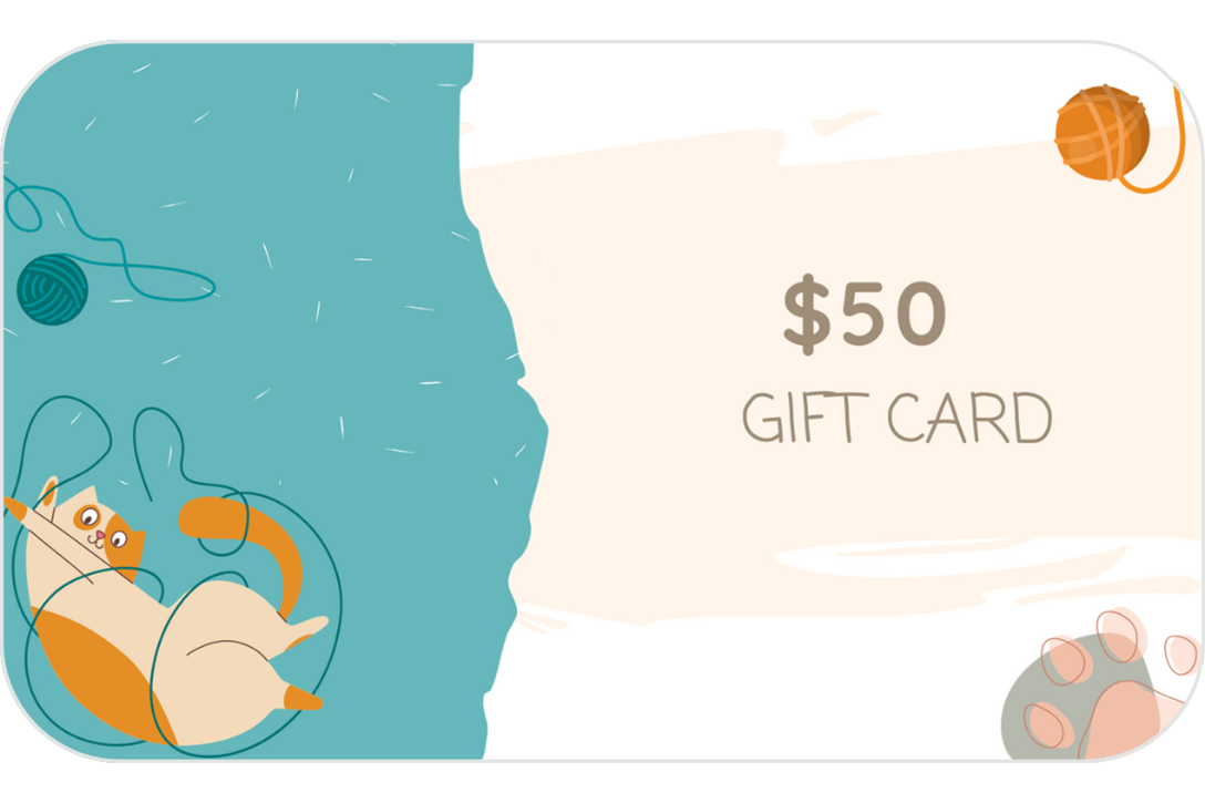 Furry Garden Co pet supplies $50 gift card. | Carte-cadeaux 50$ de Furry Garden Co, fournitures et accessoires pour animaux.