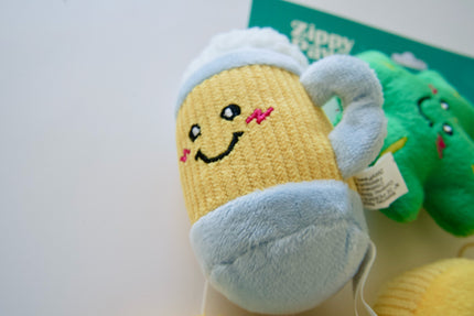 Beer mug plush dog toy.