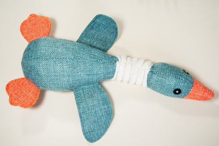 Canard colvert bleu en peluche pour chien.