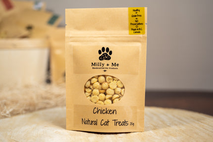 Bag with chicken cat treats.