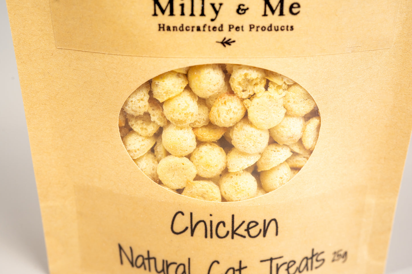 Close-up view of the chicken cat treats.