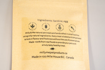 Gâteries pour chats aux sardines et oeufs.