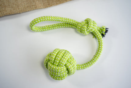 Monkey fist cotton rope with handle for dogs.