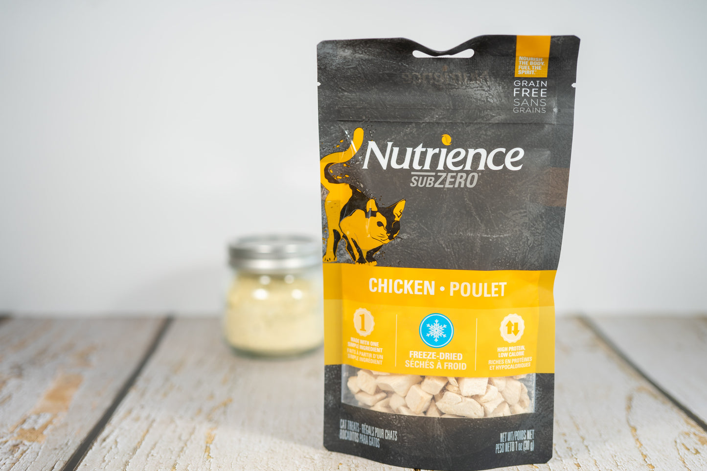Grain free cat treats made with 1 simple ingredient: chicken.