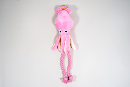 Squeaky pink soft octopus for small dogs.