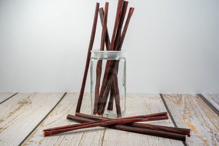 Chewable beef collagen sticks for dogs.