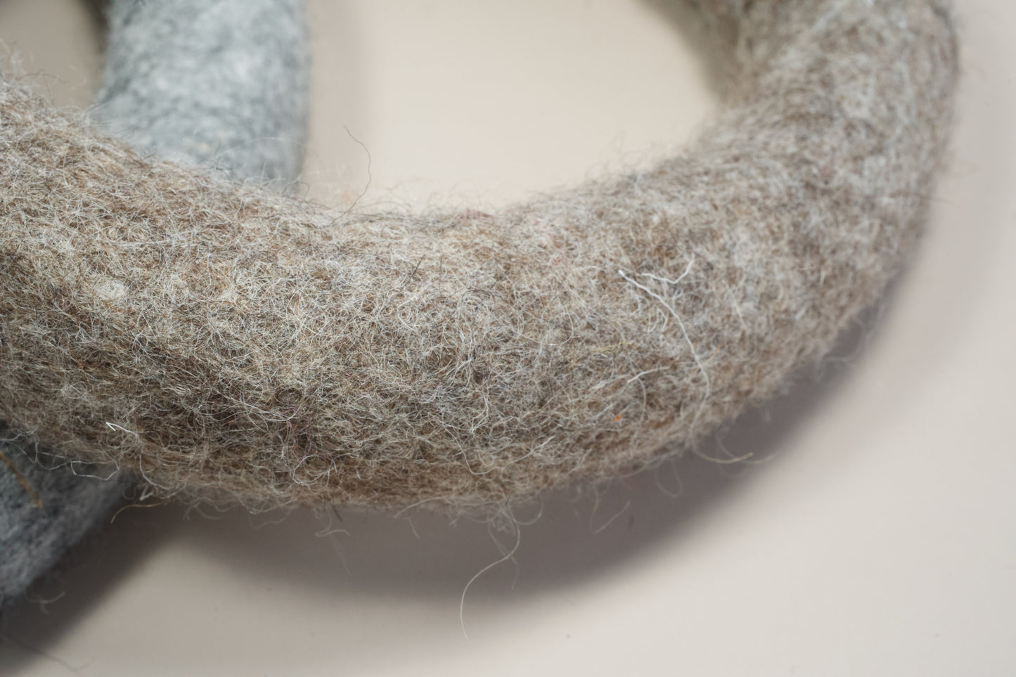 Close-up view of wool ring for dog.