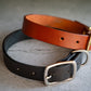 Side view of the handmade leather 1 inch dog collars.
